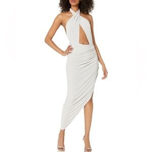 Norma Kamali Womens Cross Halter Side Drape Gown Cocktail Dress Womens Medium